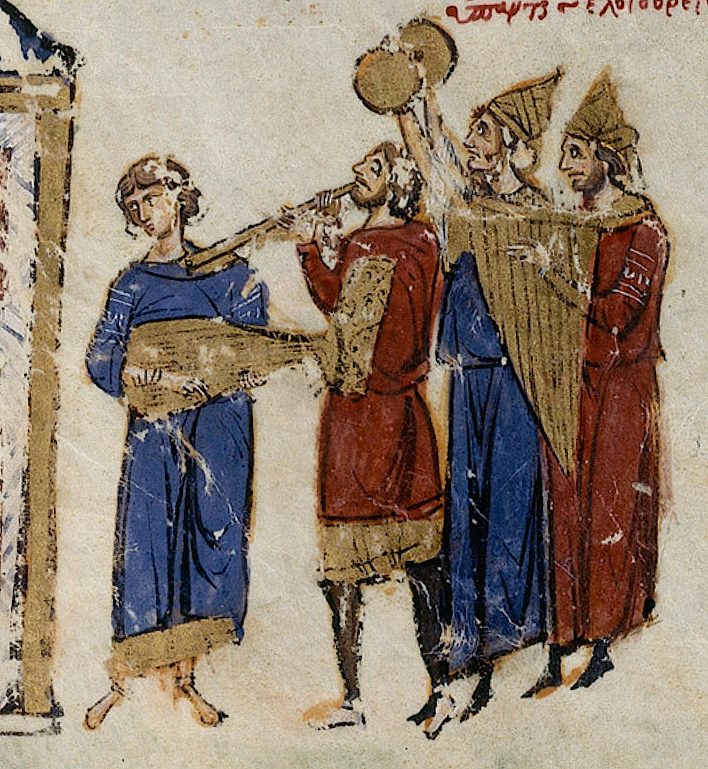 Skylitzes Manuscript, Madrid, National Library, codex vitr. 26 2, page 173 (folio 78r), cropped for musicians, medium sharpening